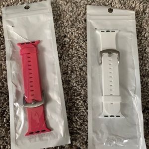 38/40mm watch bands white, pink. Silicone with metal closure, New